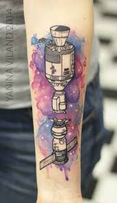 Watercolor Spaceship Space Tattoo Rocket Tattoo Spaceship Tattoo