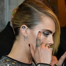 #cara delevingne #tattoo #model #cara delevingne tattoo #amazing. Cara Delevingne Highlights Eyes Neck Tattoo In Sequined Condom Dress