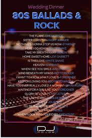 Wedding Dinner Playlist 80s Ballads Rock 80s Music Playlist Song Playlist Rock Wedding Songs