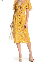 Mimi Chica Mustard Color Dress M In 2020 Mustard Colored Dress Floral Midi Dress Dresses