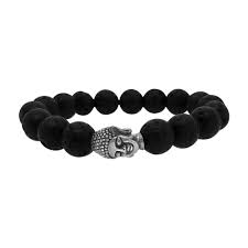 Buddha Stones Glück Reichtum Schwarze Lavasteinperlen Kupferarmband