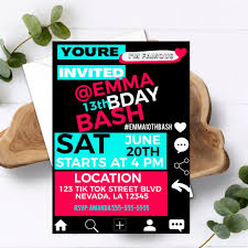 Free, online, editable and printables tik tok birthday party invitations. Editable Tik Tok Iv Girls Birthday Party Invitation Partylovin