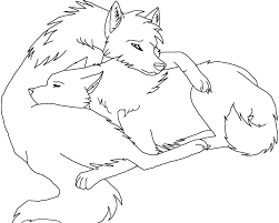 Wolf Cuddle Lineart Paint Friendly Anime Wolf Wolf Sketch Wolf Drawing