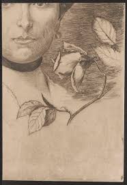 Portrait of a lady with a cameo and a rose