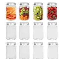 Darice 8 oz Plastic Mason Jars with Airtight Screw on Lid - Refillable  Clear Plastic Jars Containers for Kitchen and Household Storage, Dishwasher  ...