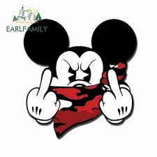 Gambar muslim kartun yang keren sang manusia akhir zaman 30 ide keren gambar laki laki kartun hitam putih admin sabtu 14 januari 2019 ketemu lagi nih sob disini kami akan memposting. Earlfamily 13cm X 12 4cm For Mickey Mouse Middle Finger Car Stickers Personality Stickers Decals Waterproof Suitable For Gtr Shopee Philippines