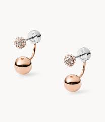 La plupart des boucles d'oreille imposent d'avoir les oreilles percées. Boucles D Oreilles Boules Avec Cristaux En Acier Dore Rose Jof00138791 Fossil