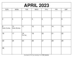 April 2023 Calendar Wiki