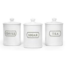 This beautiful set of three blue and white ceramic canisters are inspired by vintage canisters with a french country twist. Canisters Sets For The Kitchen Airtight White Kitchen Canisters Set Of 3 For Coffee Tea Sugar Ceramic Canisters With Lids Tawches Tc001 B White 3pcs Walmart Com Walmart Com