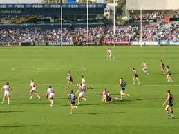 The venue ground is typically oval shaped with grass surface. Australian Rules Football Australian Football League Afl