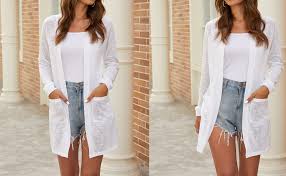 Newchoice Womens Casual Lightweight Cardigans Summer Long Sleeve Open Front Cardigan With Pockets S 3x At Amazon Women S Clothing Store