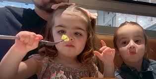 The happy family having dinner in special moment 💓