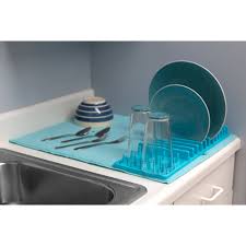 Ikea quality furniture at affordable prices. Home Basics Low Profile Plastic Dish Drying Rack With Buttoned Micro Fiber Drying Mat Turquoise Kitchen Organization Shop Home Basics Hds Trading Wholesale Site