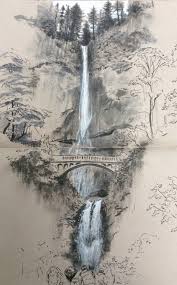 Depict the flow of water. Landscape Drawing Ideas For Beginners Novocom Top