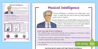 Activities that promote listening skills and tie music to other lessons can enhance these students' learning experience. Musical Intelligence Fact File Teacher Made