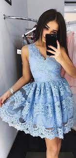 Cute Blue Lace Short Prom Dress Blue Lace Homecoming Dress Homecoming Dresses Short Lace Homecoming Dresses Cute Homecoming Dresses