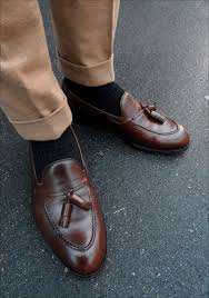Black Socks Brown Shoes Khaki Pants Dress Shoes Men Gentleman Shoes Loafers Men