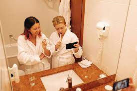 Find the newest in the bathroom meme. Two Young Women Having Fun In Bathroom By Alexey Kuzma Lesbian Toothbrush Stocksy United