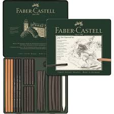 Faber Castell Pitt Charcoal Set Tin Of 24 A Range Of Natural Drawing Charcoal Sticks And Pencils As Well As Charcoal In Stick And Pencil Form In Art Supp
