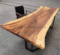 The rich golden and grey tones of walnut are perfect for a modern and contemporary look, while the untouched bark further improves the naturalistic aesthetic. Monkey Pod Wood Slab Table Top Counter Top Wood Slab Coffee Table With Live Edge China Solid Wood Dining Table Wood Countertops Made In China Com