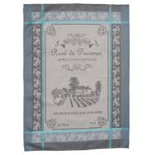 Tea Towel Jaquard Rose De Provence Bleu La Villa French Boutique
