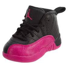 jordan 12 retro gt toddlers basketball shoes black deadly pink 819666 026