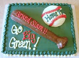 We love this creative baseball party table centerpiece filled with peanuts and popcorn!. Baseball Cakes Decoration Ideas Little Birthday Cakes