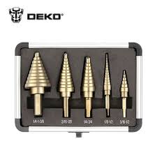 Deko 5 Pcs Set Hss Cobalt Buraco Multipla 50 Tamanhos Broca Passo Cone Broca Bits Set Com Caixa De Al Bancadas De Ferramentas Ferramentas E Equipamentos Brocas
