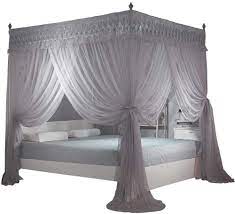 Best 9 fairy bed canopy picture ideas. Amazon Com Nattey 4 Corners Post Canopy Bed Curtain For Girls Adults 4 Openings Bed Canopies Bedroom Decoration Accessories Queen Gray Home Kitchen