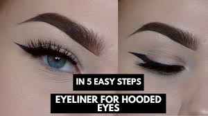 Rather than lining your entire eye with eyeliner, only apply the product to the outer corner on both the top and bottom lash lines. Eyeliner For Hooded Eyes In Five Steps Anna Jeanine Youtube Hooded Eyes Eyeliner For Hooded Eyes Hooded Eye Makeup