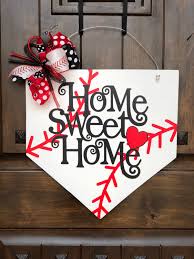 Home Sweet Home Plate Baseball Doorhanger Home Plate Door Etsy Baseball Wreaths Baseball Decor Home Plate Baseball