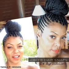 Taraji P Henson Side Cornrows And Braids In A Bun Natural Hair Styles Side Cornrows Hair Styles