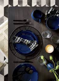 Follow our table setting guide to find out how to set a table for any occasion, whether it be a casual mealtime with family or a sophisticated formal dinner party. Modern Table Setting Etiquette Cb2 Style Files Blue Dinnerware Blue Dinnerware Sets Modern Table Setting