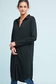 Anthropologie Postmark Top Xs Black Maxi Button Down Shirt Long Sleeve Dress Nwt Anthropologie Buttond Short Dresses Casual Long Sleeve Maxi Loose Mini Dress