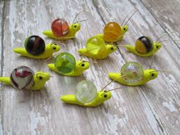 Set Of 3 Marble Miniature Fairy Garden Snails In Yellow W Seed Bead Eyes Polymer Clay Fairy Miniature Fairy Gardens Mini Fairy Garden