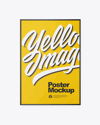 123.6 page 2 of 6. Plastic Frame Poster Mockup In Indoor Advertising Mockups On Yellow Images Object Mockups
