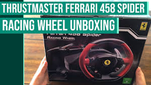 Товар 2 thrustmaster ferrari 458 spider racing wheel for xbox one microsoft new adapter 2 be sure to set the calibration by pushing l/r paddle, a and y at the same time, keep doing that until the white the thrustmaster ferrari 458 steering wheel is alright. Unboxing The Thrustmaster Ferrari 458 Spider Racing Wheel For Xbox One Youtube