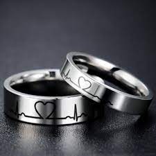 Lover Heartbeat Ecg Ring Couple Titanium Steel Wedding His And Her Promise Rings Engagement Rings Sapphire Unique Diamond Rings Gold Wedding Bands Women