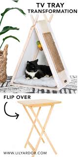 diy cat house tepee from an old tv tray video video in 2020 diy cat tent cat house diy diy cat tree