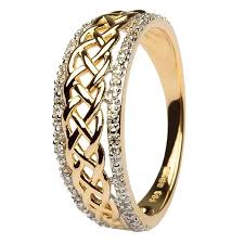 Gold wedding ring designs mounted with tiny diamonds are a sight to behold and a joy to wear. Ladies Celtic Knot Diamond Ring