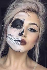 Kunstvolle halloween schminke halloween gesicht schminken. 51 Half Skull Makeup Ideas Skull Makeup Halloween Costumes Makeup Halloween Makeup