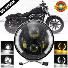 7 inch LED Headlight DRL Turn Signal Angel Eyes For Harley Davidson  Sportster | eBay
