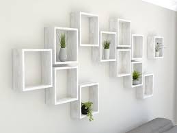 Estante De Pared Cuadrada Blanco Rustico En Roble Macizo Image 1 Wall Shelf Decor Cube Shelves Wall Shelves
