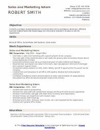 Sales And Marketing Intern Resume Samples Qwikresume