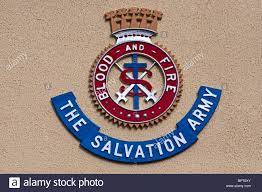 Salvation Army Sign With The Army S Slogan Blood And Fire Stock Photo Alamy