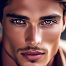 Man-loving look,charisma, brown eyes, sensual mouth" — image created in  Shedevrum