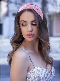 Amazon.com: VELSCRUN 2 件式粉紅色打結頭帶女款女孩絲綢緞寬版頭帶水鑽頭帶女款防滑時尚水晶寶石髮帶厚實