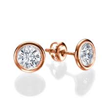 Free shipping & free returns. Diamond Stud Earrings Classic Bezel 1 4 Carat 0 10ct Round Cut In 14k White Gold Brillianteers