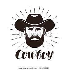 Cowboy Logo Or Label Portrait Of Bearded Man In Hat Lettering Vector Illustration Cowboys Logo Logo Graphic Design Logo