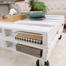 The unique design of this table is sure to be a conversation piece. Diy Pallet Coffee Table On We Spy Style Justina Blakeney
